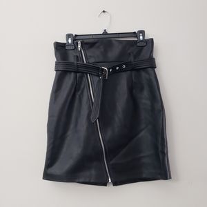 Blank nyc it takes two faux leather asymmetrical zipper belted skirt black 27